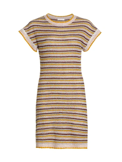 See By Chloé Striped Knit Minidress In Neutral