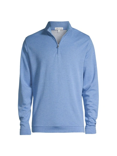 Peter Millar Crown Comfort Interlock Classic Fit Quarter Zip Mock Neck Sweater In Carnival Blue