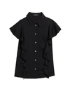Theory Ruffle Silk Shirt In Black