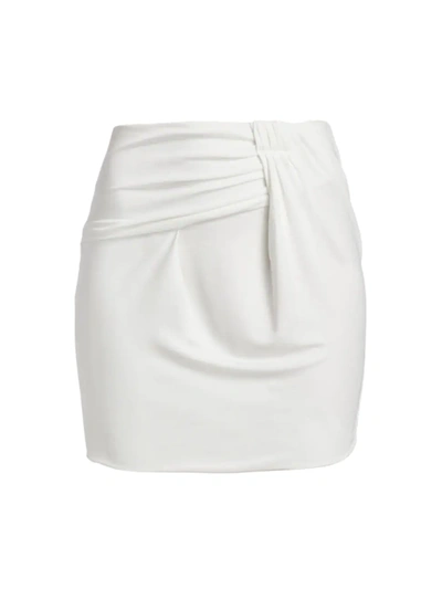 Iro Nistal Draped Ruched Metallic Crepon Mini Skirt In Ecru