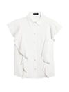Theory Button-down Georgette Ruffle Top In Iv