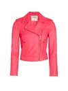 L Agence The Biker Cutwork Leather Moto Jacket In Diva Pink