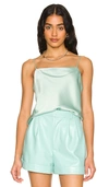 Alice And Olivia Classic Harmon Drapey Slip Tank In Mint