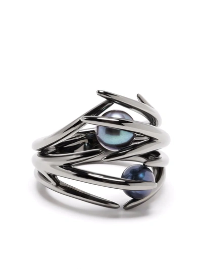 Shaun Leane Hooked Black Pearl Ring In Schwarz