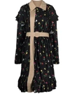 Balenciaga Reversible Black Flowers Trench Coat In Schwarz