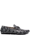 Versace La Greca Loafers, Male, Black+gray, 40 In Schwarz