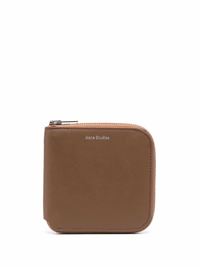 Acne Studios Medium Zipped Bifold Wallet In Braun