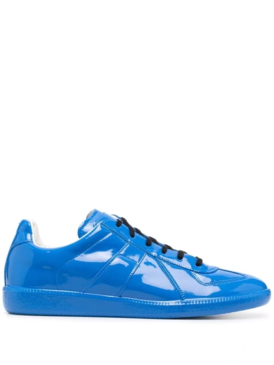 Maison Margiela Blue Replica Low Top Patent Leather Sneakers