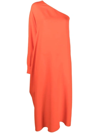 Valentino Women's One-sleeved Silk Caftan Dress In Orange