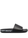 Off-white Logo Print Slides In Black Rubber In Schwarz