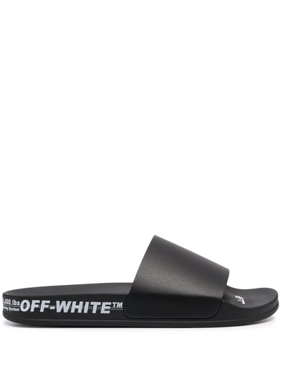 Off-white Logo Print Slides In Black Rubber