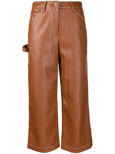 Staud Domino Cropped Wide Leg Trousers In Brown