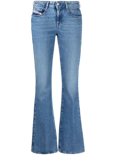Diesel Low-rise Flared-leg Jeans In 01 Blue Denim