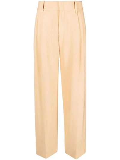 Vince Wool-blend Twill Straight-leg Trousers In Beige