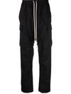 Rick Owens Drkshdw Cotton Twill Creatch Cargo Drawstring In Schwarz