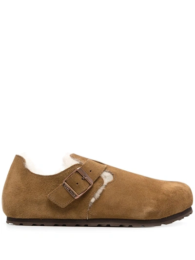 Birkenstock London Suede Slippers In Braun