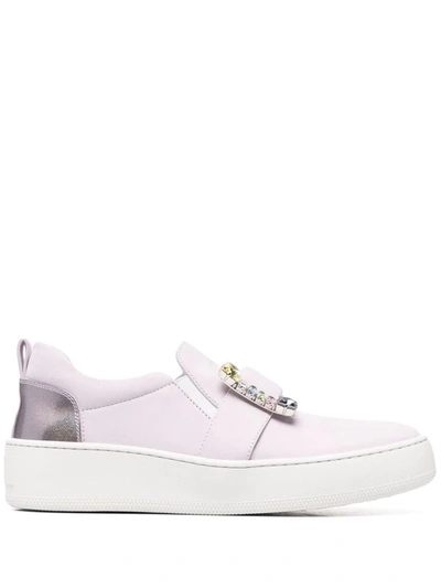 Sergio Rossi Crystal-embellished Sneakers In Rosa