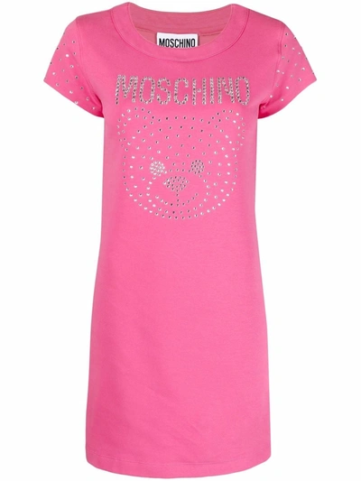 Moschino Logo-print T-shirt Dress In Rosa