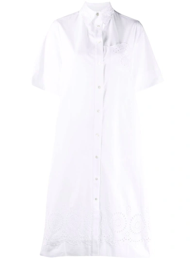 P.a.r.o.s.h Short-sleeved Mini Shirt Dress In White