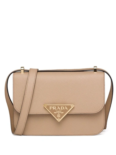 Prada Saffiano Leather Shoulder Bag In Nude