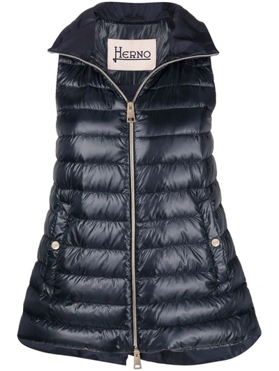 Herno Padded Zip-fastening Gilet In Blue