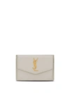 Saint Laurent Monogram Plaque Cardholder In Crema Soft