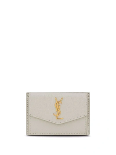 Saint Laurent Monogram Plaque Cardholder In Crema Soft