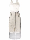 Maison Margiela Asymmetric Layered Padded Cotton, Satin-twill And Tulle Dress In Neutrals