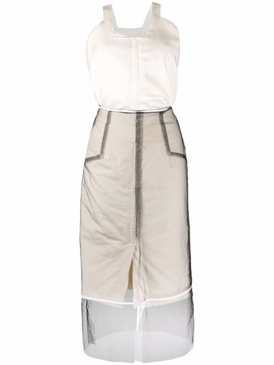 Maison Margiela Asymmetric Layered Padded Cotton, Satin-twill And Tulle Dress In White