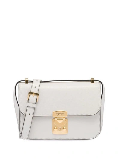 Miu Miu Madras Leather Shoulder Bag In White