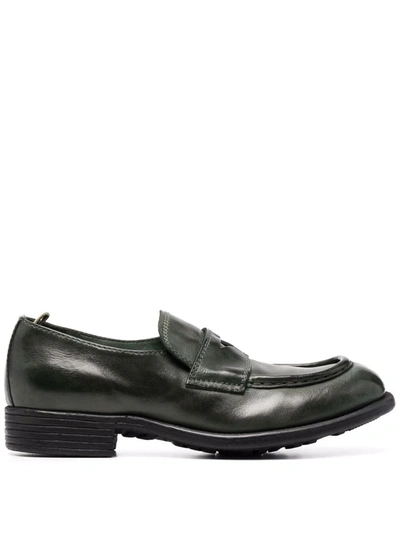 Officine Creative High-shine Leather Loafers In Green