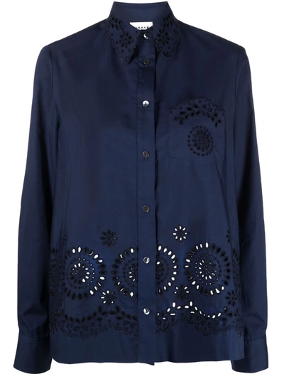 P.a.r.o.s.h Broderie-anglaise Button-up Shirt In Blue