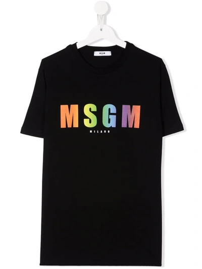 Msgm Teen Logo-print T-shirt In Black