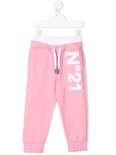 N°21 Kids' Logo-patch Trackpants In Pink