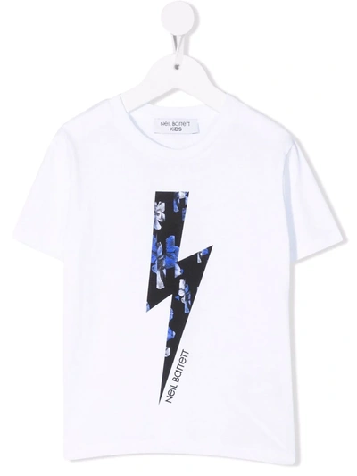 Neil Barrett Kids' Graphic-print Short-sleeve T-shirt In White