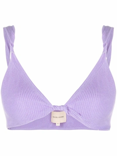 Loulou Studio Qamea Twisted Ribbed Cashmere Bralette In Purple