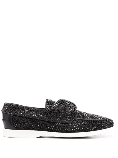 Le Silla Prince Rhinestone Loafers In Black