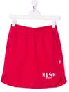 Msgm Brushed Logo-print Mini Skirt In Pink