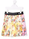 Msgm Multicolored Pleated Skirt With Floral Print In Pink