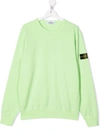 Stone Island Teen Crew Neck Cotton Sweatshirt In Green