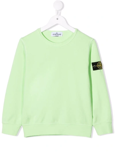 Stone Island Junior Kids' Logo-patch Sweatshirt In Green
