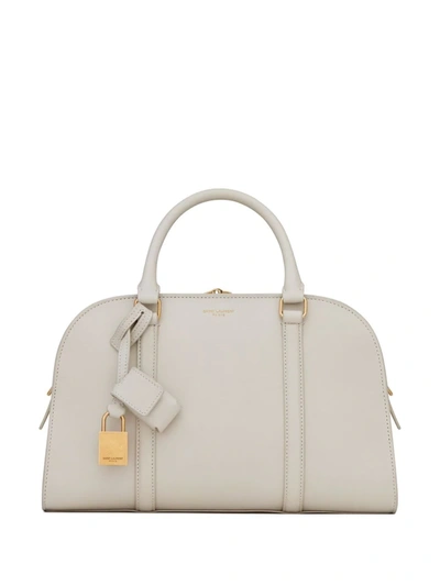 Saint Laurent Logo-print Leather Tote Bag In White