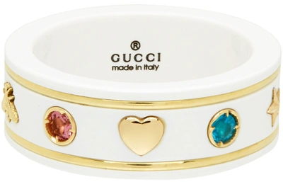 Gucci 18kt Yellow Gold Icon Gemstone Ring In 8521