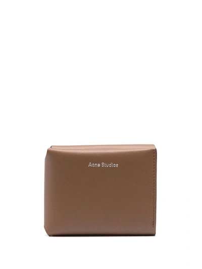 Acne Studios Logo-debossed Tri-fold Leather Wallet In Brown