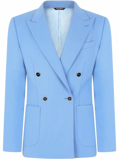 Dolce & Gabbana Double-breasted Stretch Wool Portofino-fit Jacket In Blue