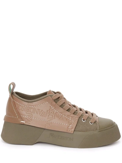 Jw Anderson Canvas And Leather Low-top Sneakers In Green