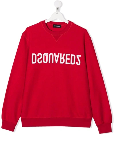 Dsquared2 Kids' Logo-print Crew-neck Sweatshirt In Red