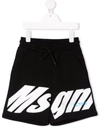 Msgm Teen Boys Black Cotton Shorts