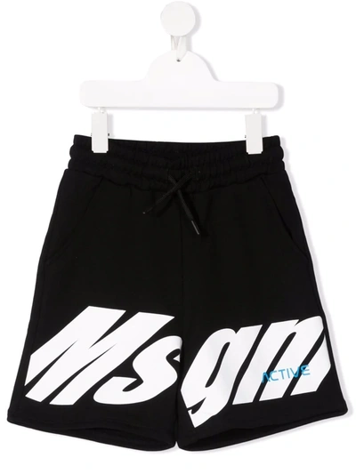 Msgm Teen Boys Black Cotton Shorts