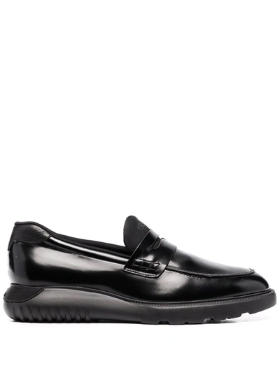 Hogan Flatform-sole Penny Loafers In Black